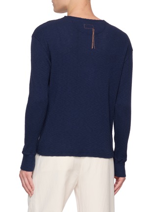 Back View - Click To Enlarge - FORTELA - Long Sleeve Textured Waffle Cotton Henley Top
