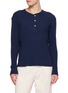 FORTELA Long Sleeve Textured Waffle Cotton Henley Top