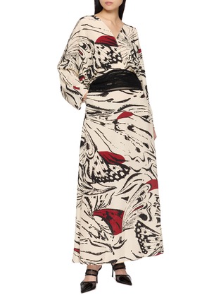 Figure View - Click To Enlarge - YANGKEHAN - Abstract Print Silk Maxi Dress