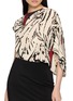  - YANGKEHAN - Abstract Print Asymmetric Sleeve Silk Maxi Dress