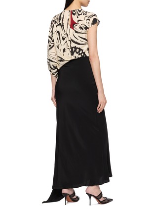 Back View - Click To Enlarge - YANGKEHAN - Abstract Print Asymmetric Sleeve Silk Maxi Dress