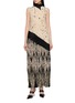 YANGKEHAN Sleeveless Printed Mock Neck Silk Maxi Dress