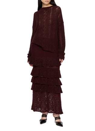 Figure View - Click To Enlarge - YANGKEHAN - Tiered Knit Maxi Skirt