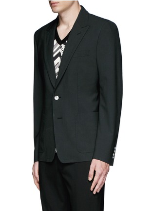 Front View - Click To Enlarge - - - Peak lapel stretch wool blazer