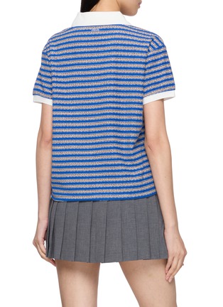 Back View - Click To Enlarge - CLOVE - Multi Striped Contrast Trim Polo Shirt
