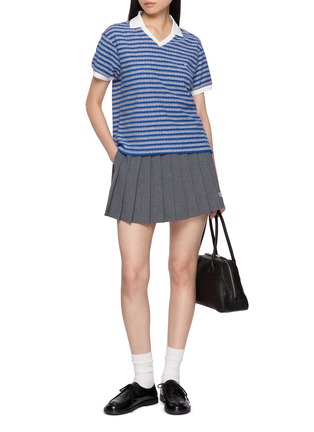 Figure View - Click To Enlarge - CLOVE - Multi Striped Contrast Trim Polo Shirt