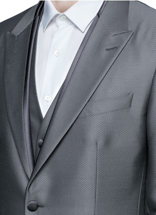  - - - 'Sicilia' check jacquard three piece tuxedo suit