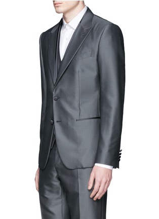 Front View - Click To Enlarge - - - 'Sicilia' check jacquard three piece tuxedo suit