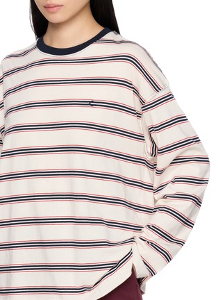  - CLOVE - Long Sleeve Multi Striped Contrast Crewneck Cotton T-Shirt