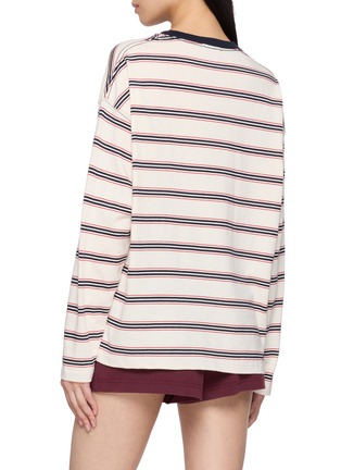 Back View - Click To Enlarge - CLOVE - Long Sleeve Multi Striped Contrast Crewneck Cotton T-Shirt