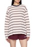 CLOVE Long Sleeve Multi Striped Contrast Crewneck Cotton T-Shirt