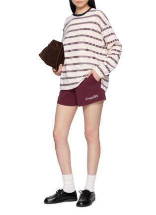 Figure View - Click To Enlarge - CLOVE - Long Sleeve Multi Striped Contrast Crewneck Cotton T-Shirt