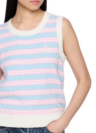  - CLOVE - Bouclé Striped Contrast Trim Vest