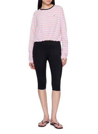 Figure View - Click To Enlarge - CLOVE - Striped Elasticated Hem Rash Guard
