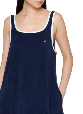  - CLOVE - Scoop Neck Contrast Trim Cotton Terry Mini Dress