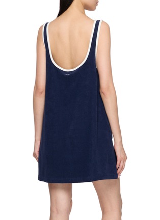 Back View - Click To Enlarge - CLOVE - Scoop Neck Contrast Trim Cotton Terry Mini Dress