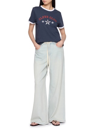 Figure View - Click To Enlarge - CLOVE - Star Logo Contrast Trim Cotton Ringer T-Shirt