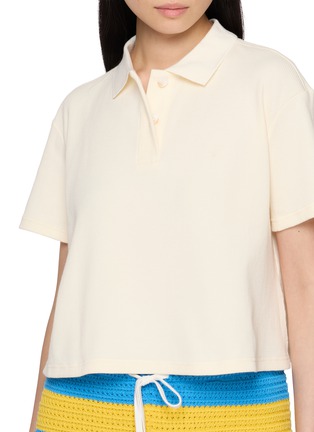  - CLOVE - Button Placket Waffle Knit Polo Shirt