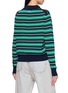Back View - Click To Enlarge - CLOVE - Striped Button Placket Polo Collar Sweater