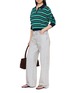 Figure View - Click To Enlarge - CLOVE - Striped Button Placket Polo Collar Sweater