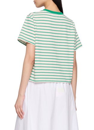 Back View - Click To Enlarge - CLOVE - Striped Logo Cotton T-Shirt