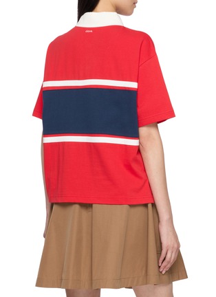 Back View - Click To Enlarge - CLOVE - Logo Colourblock Cotton Polo Shirt