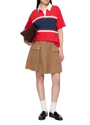 Figure View - Click To Enlarge - CLOVE - Logo Colourblock Cotton Polo Shirt