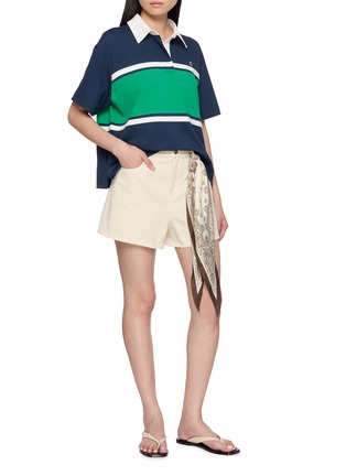 Figure View - Click To Enlarge - CLOVE - Logo Colourblock Cotton Polo Shirt
