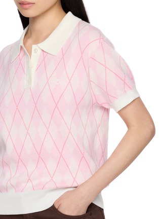  - CLOVE - Short Sleeve Argyle Collar Knit Polo Sweater