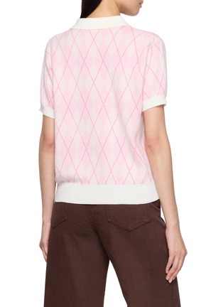 Back View - Click To Enlarge - CLOVE - Short Sleeve Argyle Collar Knit Polo Sweater