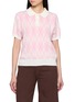 CLOVE Short Sleeve Argyle Collar Knit Polo Sweater