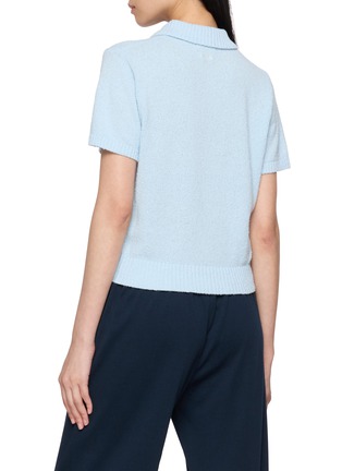Back View - Click To Enlarge - CLOVE - Short Sleeve Bouclé Cotton Knit Polo Sweater