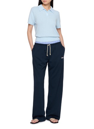 Figure View - Click To Enlarge - CLOVE - Short Sleeve Bouclé Cotton Knit Polo Sweater