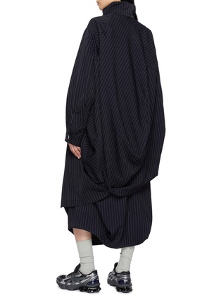 Back View - Click To Enlarge - ANREALAGE - Ball Pinstripe Stand Collar Coat
