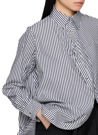  - ANREALAGE - Striped Asymmetrical Curved Hem Shirt