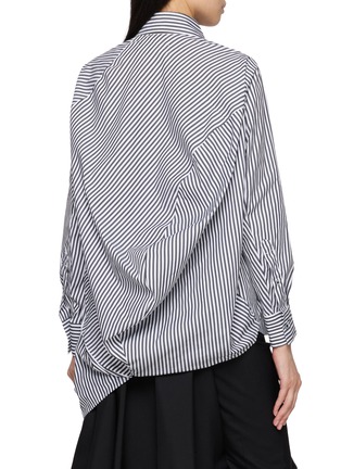Back View - Click To Enlarge - ANREALAGE - Striped Asymmetrical Curved Hem Shirt
