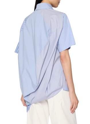 Back View - Click To Enlarge - ANREALAGE - Curved Hem Asymmetrical Patchwork Shirt