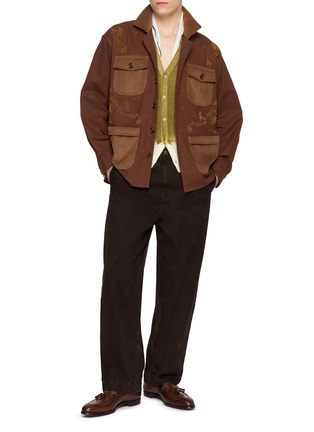 Figure View - Click To Enlarge - BAZISZT - Anakin Embroidered Contrast Corduroy Pocket Overshirt