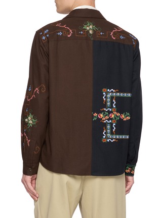 Back View - Click To Enlarge - BAZISZT - Queenie Colour Block Embroidered Shirt