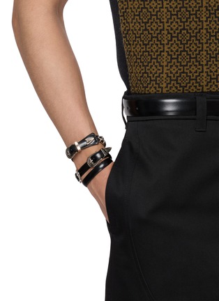 Figure View - Click To Enlarge - TOGA VIRILIS ACCESSORIES - Beaded Buckle Leather Bangle