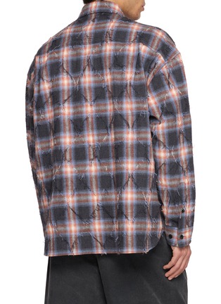 Back View - Click To Enlarge - JUUN.J - Argyle Needle Fringe Checkered Shirt