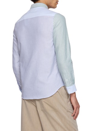 Back View - Click To Enlarge - MAISON LABICHE - Bonne Graine Patchwork Striped Oxford Shirt