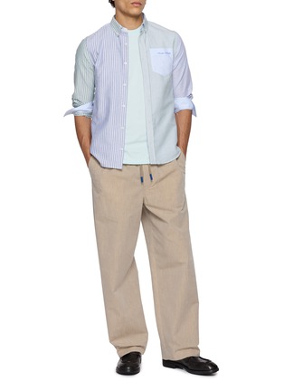 Figure View - Click To Enlarge - MAISON LABICHE - Bonne Graine Patchwork Striped Oxford Shirt