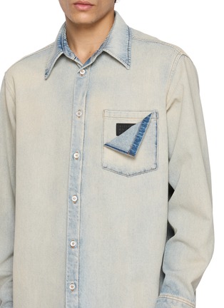  - MM6 MAISON MARGIELA - Long Sleeve Light Wash Torn Pocket Denim Shirt