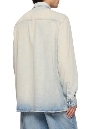 Back View - Click To Enlarge - MM6 MAISON MARGIELA - Long Sleeve Light Wash Torn Pocket Denim Shirt