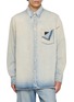MM6 MAISON MARGIELA Long Sleeve Light Wash Torn Pocket Denim Shirt