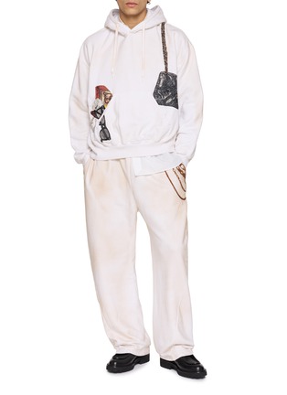 Figure View - Click To Enlarge - DOUBLET - Embroidered Waist Chain Cotton Sweatpants
