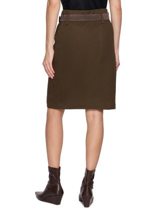 Back View - Click To Enlarge - MO&CO. - Belted Front Slit Cotton Midi Skirt