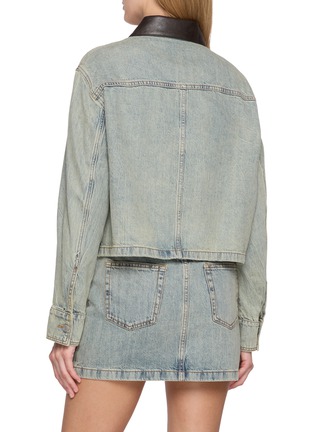 Back View - Click To Enlarge - MO&CO. - Contrast Collar Cotton Denim Jacket