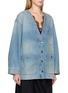 Detail View - Click To Enlarge - MO&CO. - V-Neck Cotton Denim Jacket